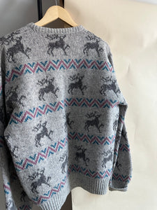 Vintage Reindeer Block Print Sweater (Sized M/L)