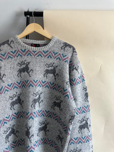 Vintage Reindeer Block Print Sweater (Sized M/L)