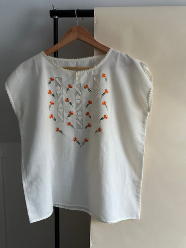 Vintage Hand Embroidered Top (Sized S/M)