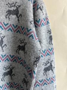 Vintage Reindeer Block Print Sweater (Sized M/L)