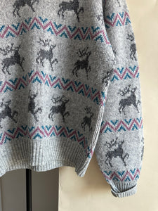 Vintage Reindeer Block Print Sweater (Sized M/L)