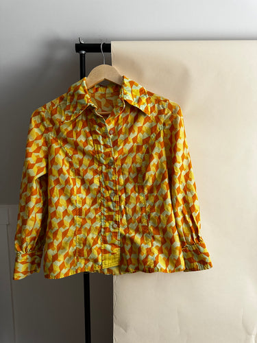 Vintage Colorful Printed Blouse (Sized XS/S)