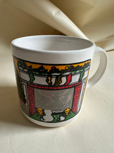 Vintage Christmas Mug - Fireplace