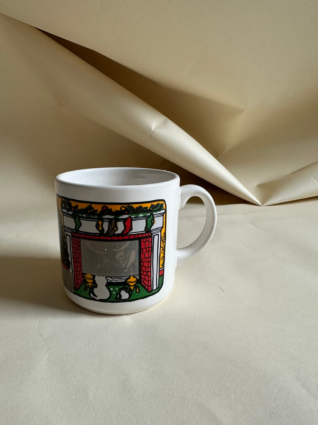 Vintage Christmas Mug - Fireplace