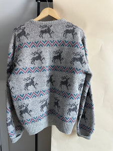 Vintage Reindeer Block Print Sweater (Sized M/L)