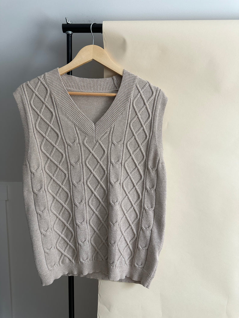 Cable Knit Sweater Vest (Sized XS-M)