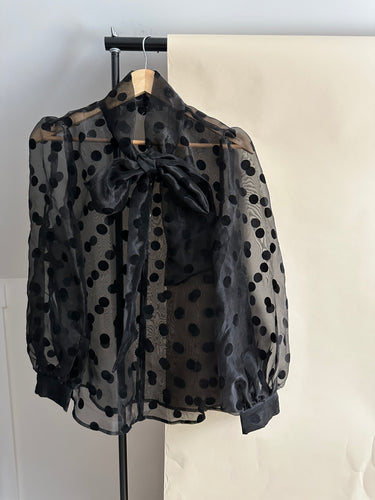 Vintage Sheer Polka Dot Blouse (Sized S/M)