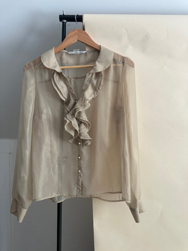 Sheer Ruffled Collar Blouse