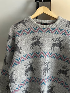 Vintage Reindeer Block Print Sweater (Sized M/L)