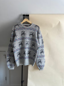 Vintage Reindeer Block Print Sweater (Sized M/L)