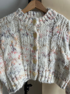 Cropped Cable Knit Cardigan (Sized XS/S)