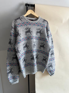 Vintage Reindeer Block Print Sweater (Sized M/L)