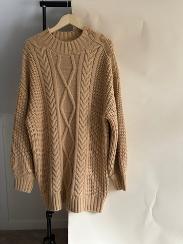 Vintage Cable Knit Longline Sweater/Mini Dress (Sized M/L)